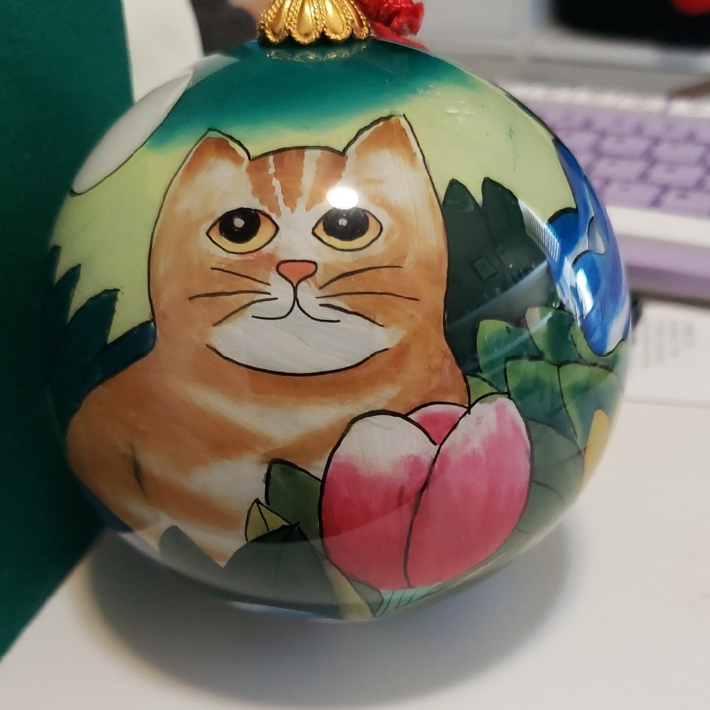 Charming Cat Ornament - Multille Colrs. 4 Inches. Large Ornament.